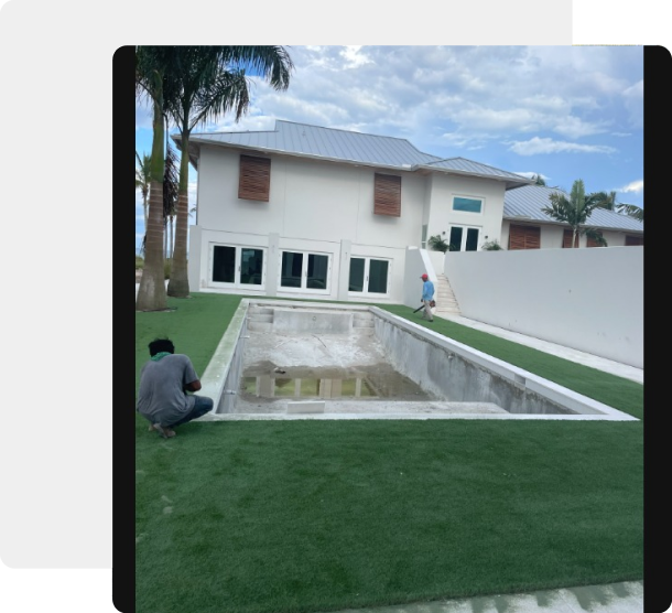 Outdoor kitchen setup with grill and countertop